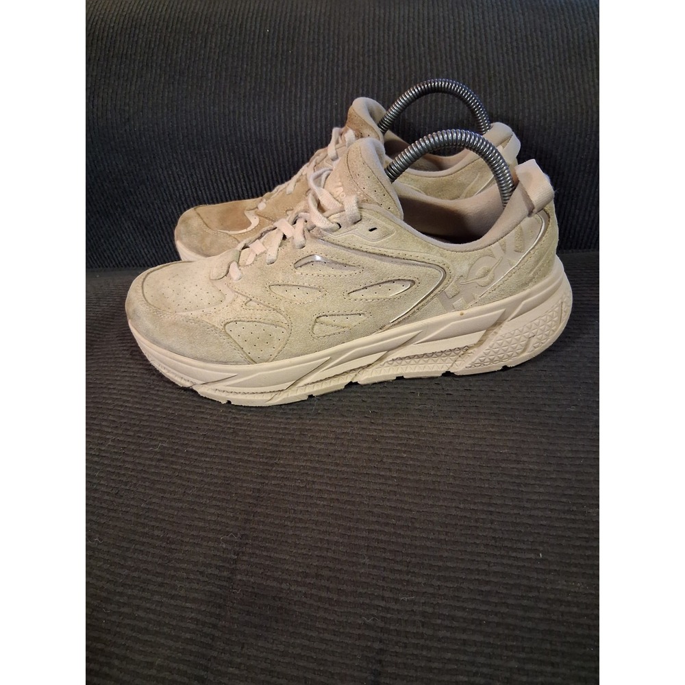 Hoka One One Clifton L Suede Mens 9 Shifting Sand Dune Tan Sneakers 1122571 SSDD